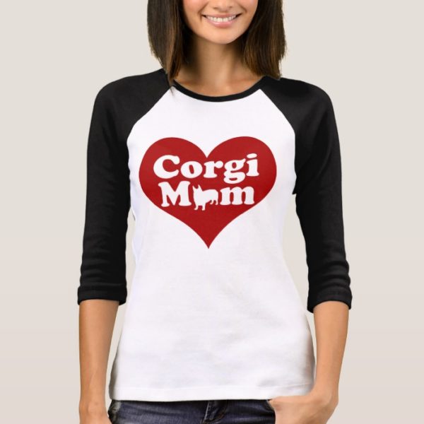 Corgi Mom Cute Red Heart T-Shirt
