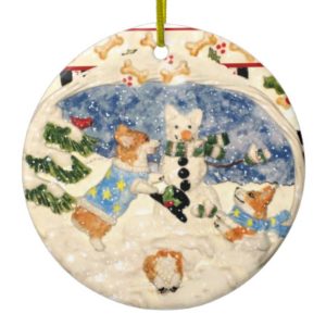 Corgi Snowman Ornament