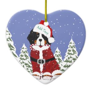 Custom Bernese Mountain Dog Santa Paws Ceramic Ornament