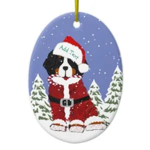 Custom Bernese Mountain Dog Santa Paws Ceramic Ornament