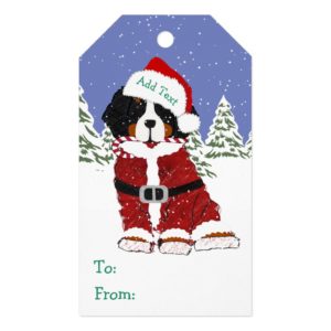 Custom Bernese Mountain Dog Santa Paws Gift Tags