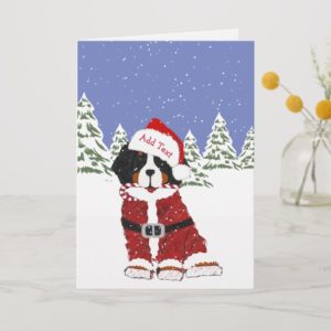 Custom Bernese Mountain Dog Santa Paws Holiday Card