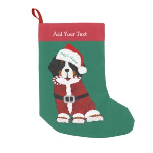 Custom Bernese Mountain Dog Santa Paws Small Christmas Stocking