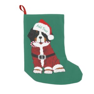 Custom Bernese Mountain Dog Santa Paws Small Christmas Stocking