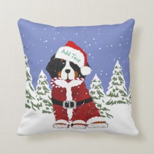 Custom Bernese Mountain Dog Santa Paws Throw Pillow