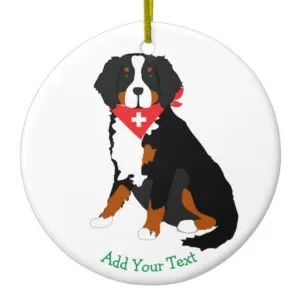 Custom  Bernese Mountain Dog Swiss Cross Ceramic Ornament