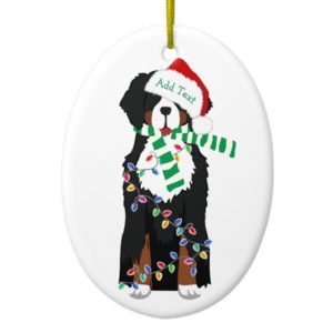 Custom Christmas Bernese Mountain Holiday Dog Ceramic Ornament