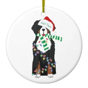 Custom Christmas Bernese Mountain Holiday Dog Ceramic Ornament
