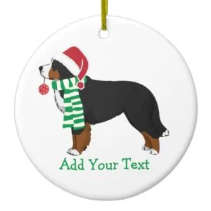 Custom Christmas Bernese Mountain Holiday Dog Ceramic Ornament