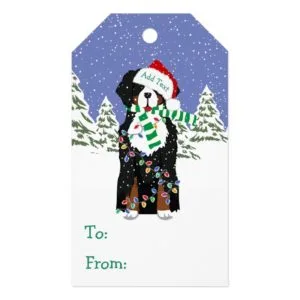 Custom Christmas Bernese Mountain Holiday Dog Gift Tags