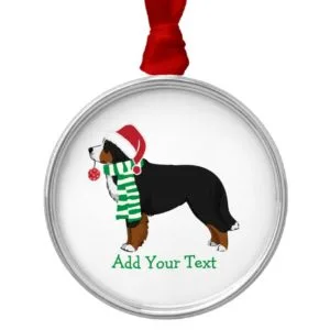Custom Christmas Bernese Mountain Holiday Dog Metal Ornament