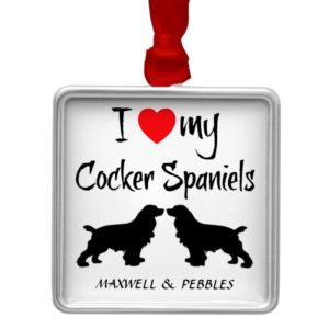 Custom I Love My Cocker Spaniels Metal Ornament