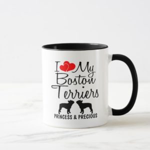 Custom I Love My Two Boston Terriers Mug