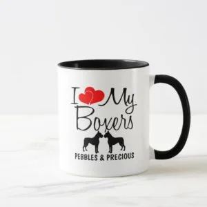 Custom I Love My Two Boxer Dogs Mug
