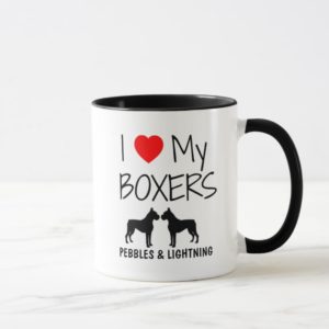 Custom I Love My Two Boxers Mug