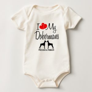 Custom I Love My Two Dobermans Baby Bodysuit