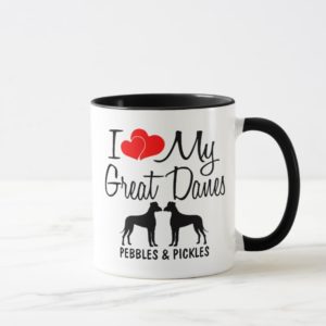 Custom I Love My Two Great Danes Mug