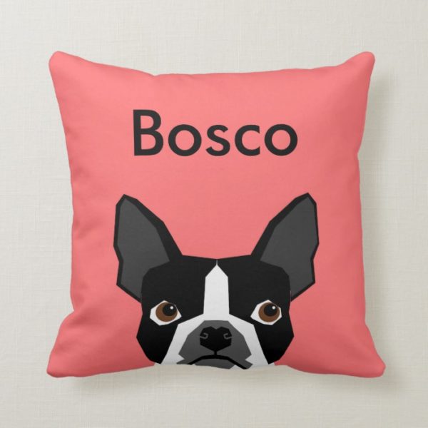 Custom Name Boston Terrier Pillow Pet Pillow