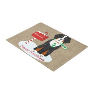 Custom Xmas Bernese Mt Dog Letter To Santa Burlap Doormat