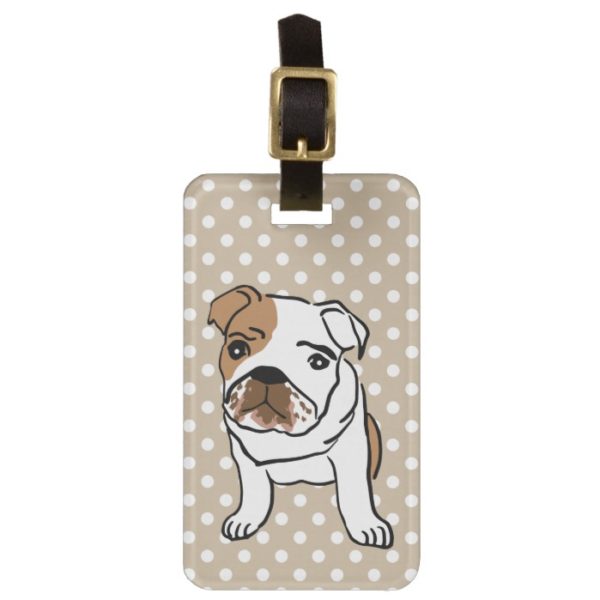 Customized Cute English Bulldog Illustration Bag Tag