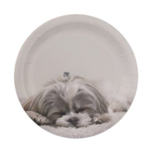 Customized Shih tzu Plate, Sleeping Dog Paper Plate