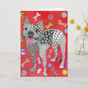Cute and Colorful Boston Terrier Greeting Card
