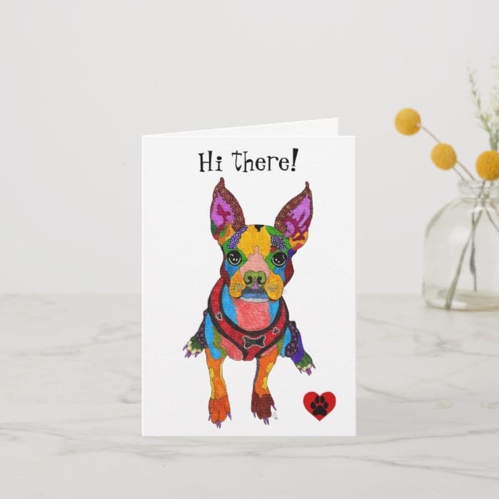 Cute and Colorful Boston Terrier Greeting Card