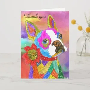 Cute and Colorful Boston Terrier Greeting Card