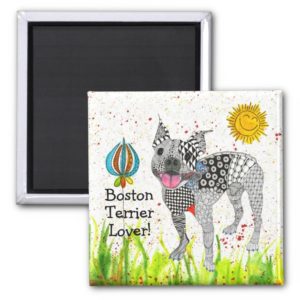 Cute and Colorful Boston Terrier Magnet 2"