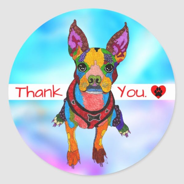 Cute and Colorful Boston Terrier Thank you Sticker