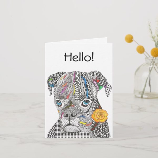 Cute and Colorful Boxer Dog Greeting Card