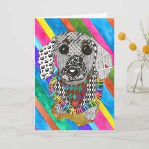 Cute and Colorful Dachshund Greeting Card