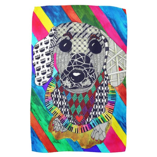 Cute and Colorful Dachshund Kitchen Towel