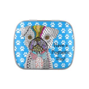 Cute and Colorful Pug Candy Tin