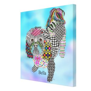 Cute and Colorful Shih Tzu Wrapped Canvas 24"x24"