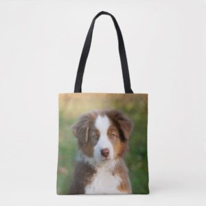 Cute Australian Shepherd Dog Puppy Photo - Shopper Tote Bag