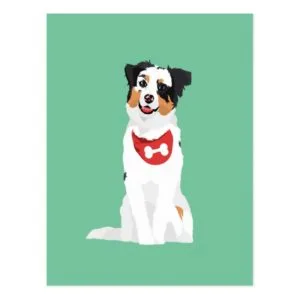 Cute Australian Shepherd Puppy with Red Bandana Postcard