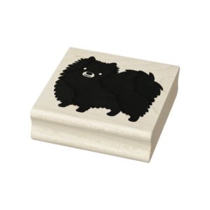 Cute Black Pomeranian Rubber Stamp