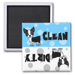 Cute Boston Terrier Clean Dirty Dishwasher Magnet