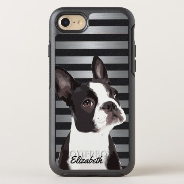 Cute Boston Terrier Name Dog Silver Pattern OtterBox iPhone Case