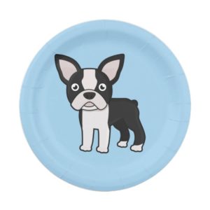Cute Boston Terrier Paper Plate