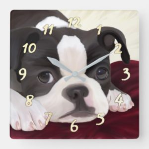 Cute Boston terrier wall clock