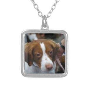 Cute Brittany Spaniel Silver Plated Necklace
