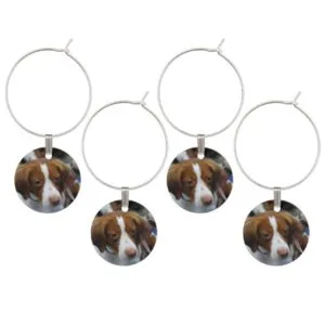 Cute Brittany Spaniel Wine Glass Charm