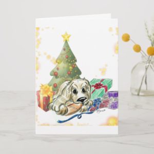 Cute Cartoon Cocker Spaniel Christmas Card