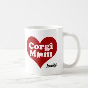 Cute Corgi Mom Red Heart Coffee Mug