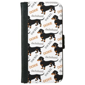 Cute Dachshund Doxie Dog Pattern iPhone Wallet Case