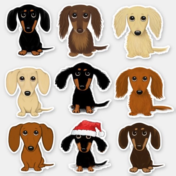 Cute Dachshunds Doxie Color Variety Sticker Set