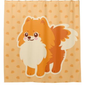 Cute Dog Kawaii Pomeranian Shower Curtain