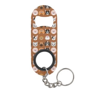 Cute Dogs on Brown Keychain Bottle Opener